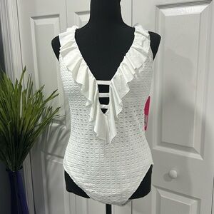 Lilly Pulitzer NWT Nevis one piece halter swimsuit resort white size 14
